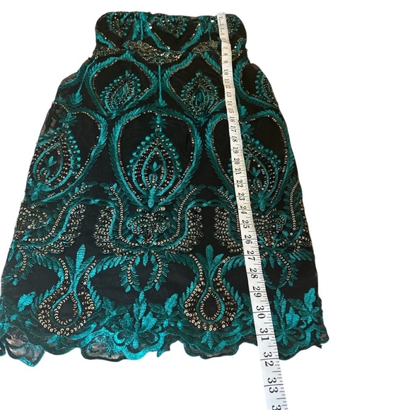 Boohoo | Petite Damask Sequin Bandeau Midi Dress - Picture 7 of 13